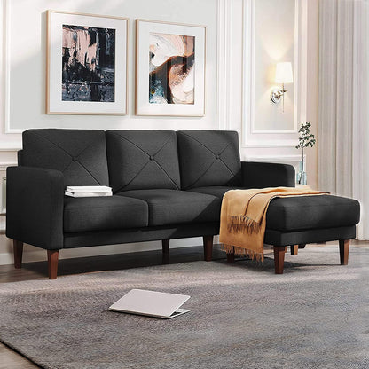 Convertible Sectional L Shaped Sofa with Chaise - Dark Grey