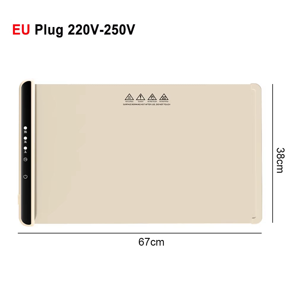 Electric Warming Tray Food Warmer Plate Foldable Portable Smart Food Fast Heating Mat Electric Warming Tray with 3 Tem Setting