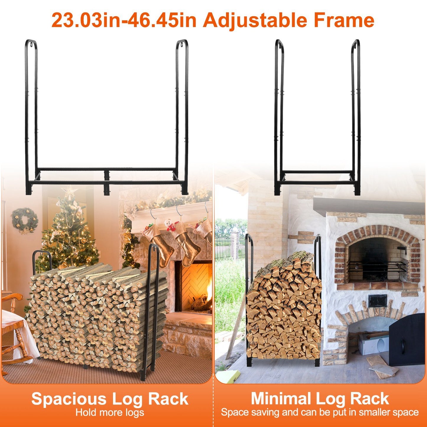 1Pc Firewood Log Rack 2500LBS Iron Wood Lumber Storage Stacking Rack 4.03ft Heavy Duty Pile Lumber Storage Holder For Fireplace Firepit