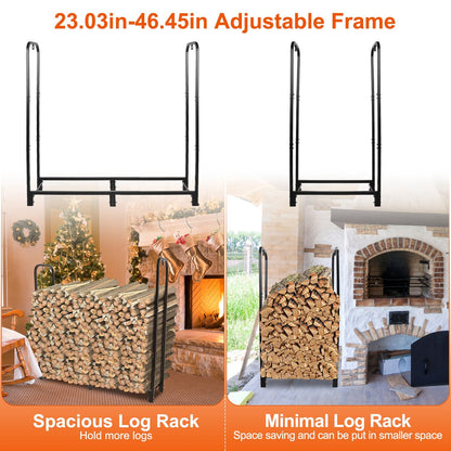 1Pc Firewood Log Rack 2500LBS Iron Wood Lumber Storage Stacking Rack 4.03ft Heavy Duty Pile Lumber Storage Holder For Fireplace Firepit