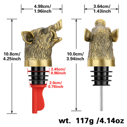 Wild Boar Head Wine Pourer - Vacuum Sealing, Wine Spout, Stopper For Cocktails, Whiskey, Wine Bottles, Perfect Gift For Any Occasion