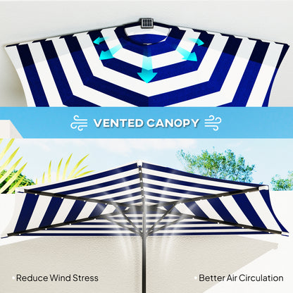 Half Umbrella Outdoor Patio Umbrella, Small Balcony Umbrella, Vented Half Patio Umbrella With Crank 8 Ribs, Porch Umbrella For Garden Deck Poolside, Navy Blue