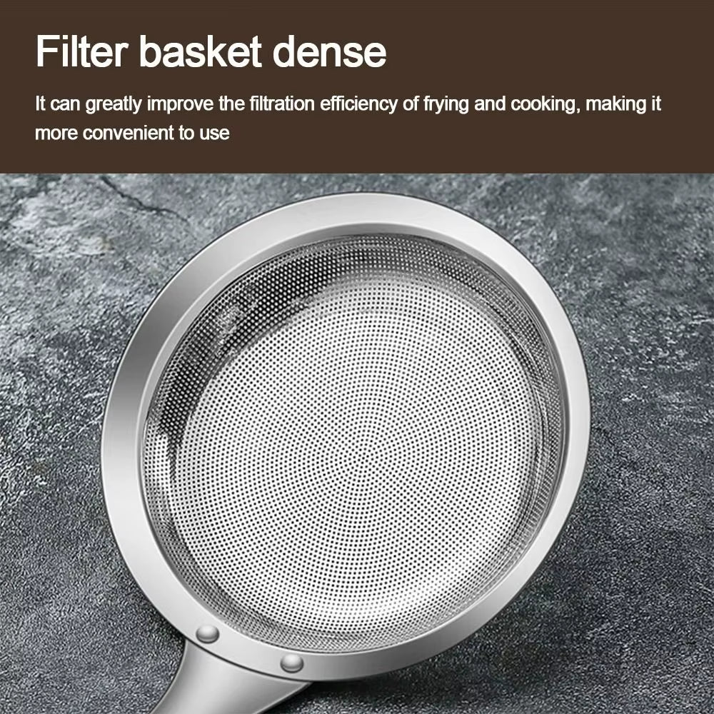 304 Stainless Steel Fat Skimmer Spoon Fine Mesh Grease Foam Removing Oil Dregs Fishing Percolator Fried Food Net Strainer