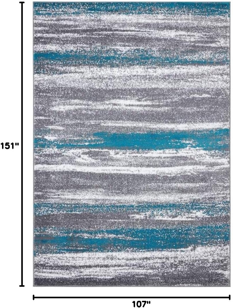 Modern Abstract Turquoise 9X12 Area Rug
