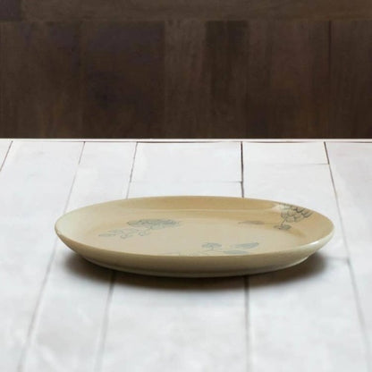 Rice White Circular Ceramic Printed Dining Plate