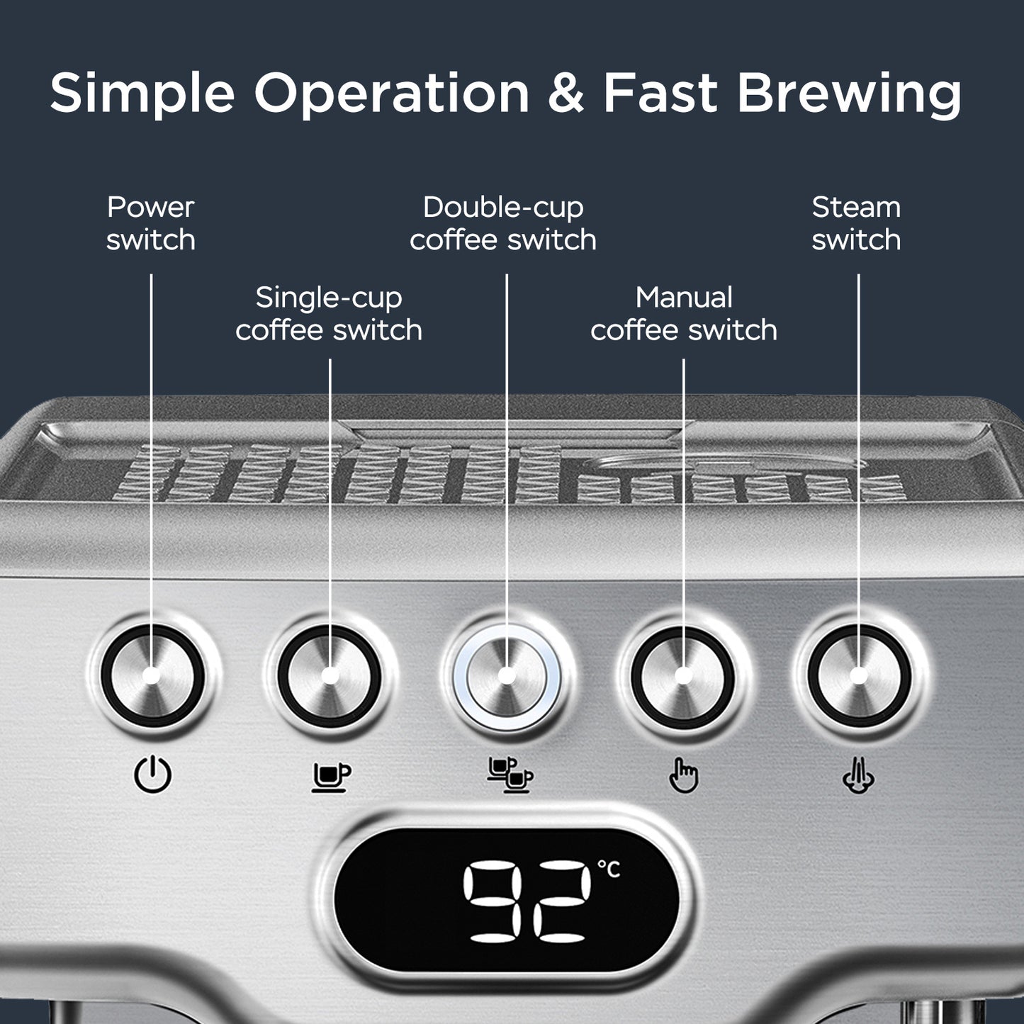 Geek Chef Espresso Machine, 20 Bar Espresso Machine With Milk Frother For Latte, Cappuccino, Macchiato, For Home Espresso Maker, 1.8L Water Tank, Stainless Steel,