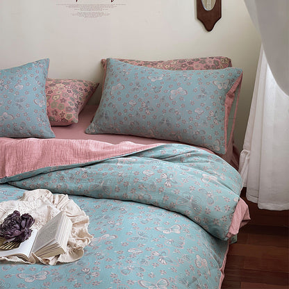 French Yarn-dyed Jacquard Double-layer Yarn Cotton Gauze Four-piece Set