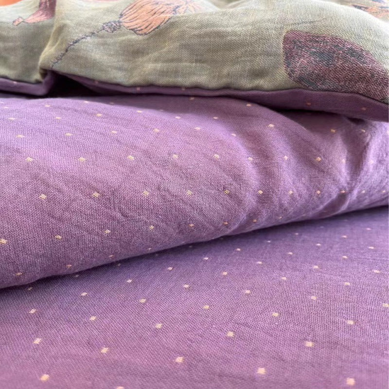 French Yarn-dyed Jacquard Double-layer Yarn Cotton Gauze Four-piece Set