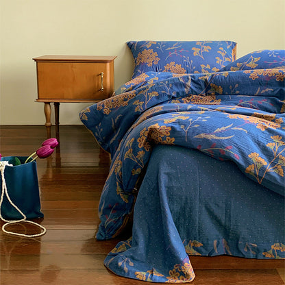 French Yarn-dyed Jacquard Double-layer Yarn Cotton Gauze Four-piece Set