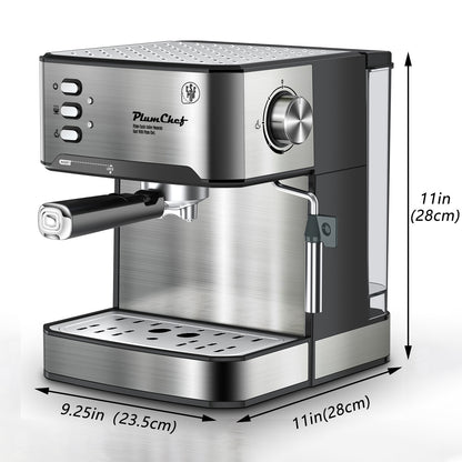 20 Bar Professional Espresso Machine With Milk Frother, Single & Double Shot, ESE Pod Compatible, Visual Display Of Pressure, Removable Water Tank For Cappuccino, Latte, Machiato For Home Barista