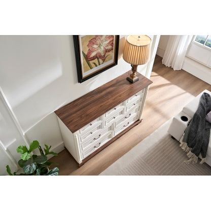 10 Drawer Dresser Chest For Bedroom With Wooden Base And Riser Trim, Wooden Rustic Rustic Chest Of Drawers, Storage Dresser For Bedroom, Living Room