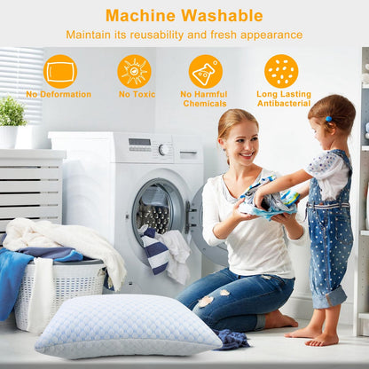 2Pcs Or 1Pc Cooling Memory Foam Pillow Ventilated Soft Bed Pillow With Cooling Gel Infused Memory Foam Machine Washable