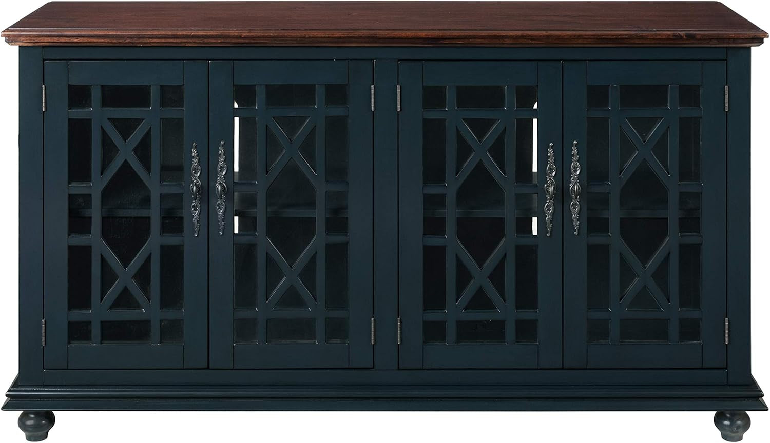 Palisades TV Stand, 63" W X 35" H, Catalina Blue with Coffee Top