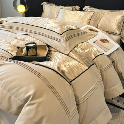 Light Luxury High-grade Yarn-dyed Four-piece Jacquard Beddings