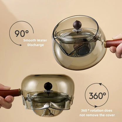 Side Handle Glass Teapots High Temperature Resistant Kung Fu Teaware Accessories Rotating Tea Water Separation Filter Tea Tools