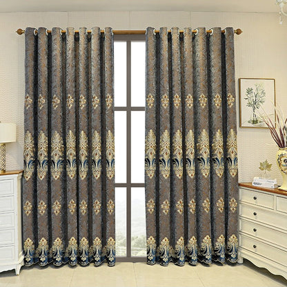 Luxury Velvet Embroidered Curtains, 1 Pair, Vintage Style, Blackout, UV Protection, Thick, Suitable For Bedroom And Living