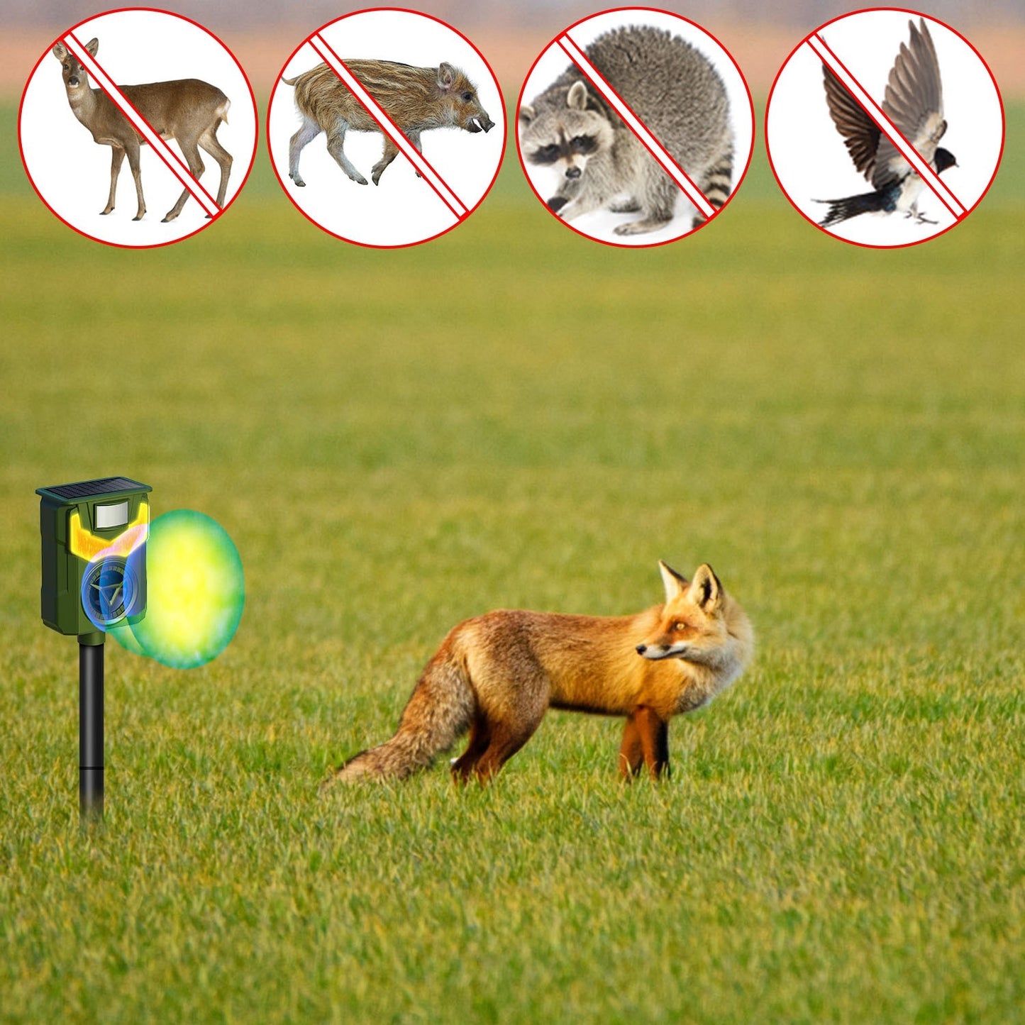 1Pc Solar Ultrasonic Animal Repeller With Flame Light USB Charge Motion Sensor Animal Repellent Chaser IP55 Waterproof Dog Raccoon Fox Skunk