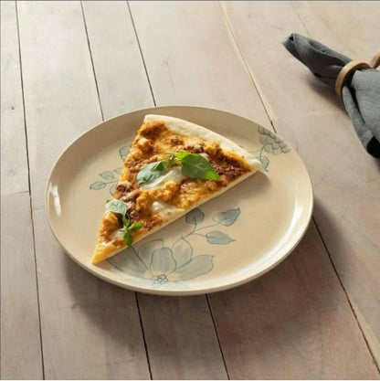 Rice White Circular Ceramic Printed Dining Plate