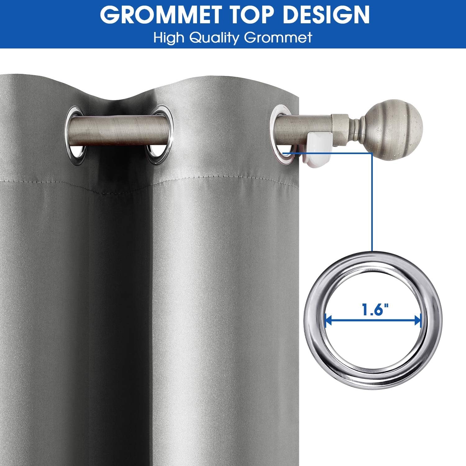 2 Panels Silver Grey Faux Silk Blackout Luxury Curtains, 52 X 96 Inch Room Darkening Satin Thermal Insulated Window Drapes for Bedroom Decor, Indoor