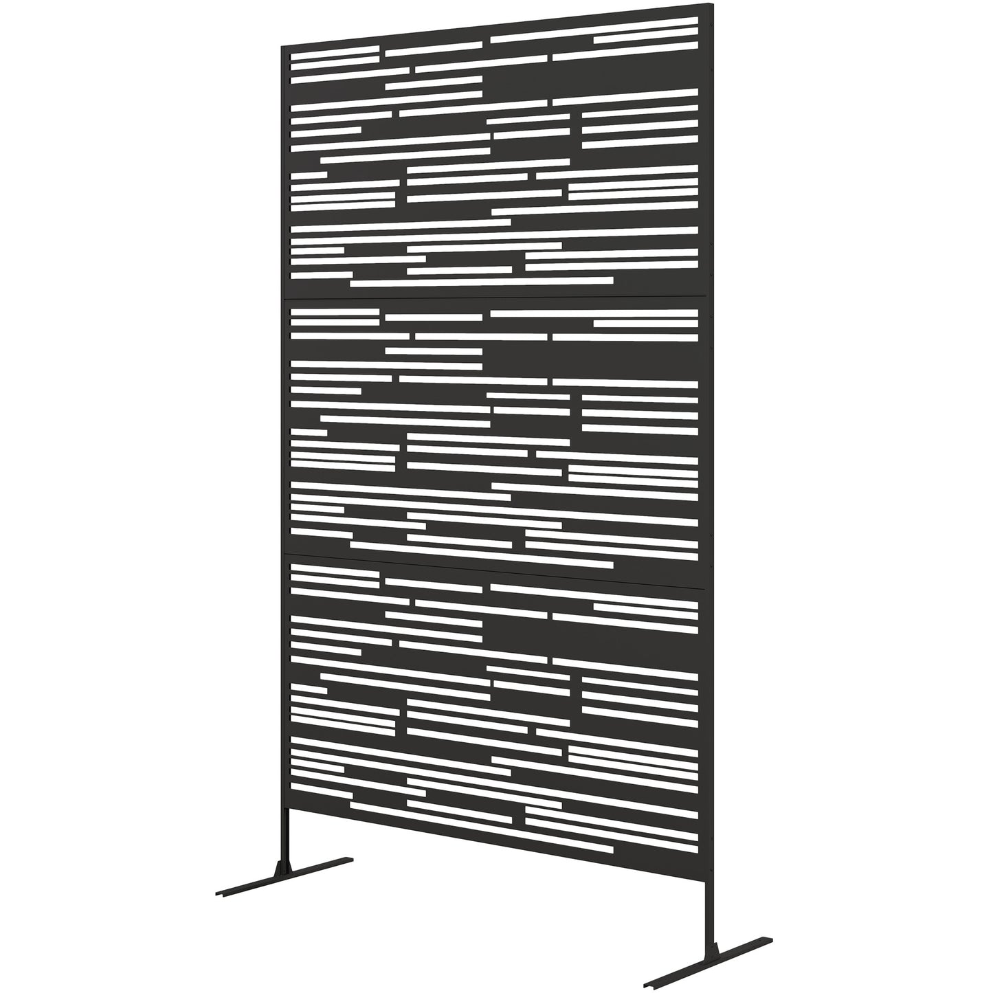 78 H X 48 W Metal Outdoor Privacy Screen, Freestanding Decorative Privacy Fence Screen For Balcony, Black