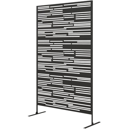 78 H X 48 W Metal Outdoor Privacy Screen, Freestanding Decorative Privacy Fence Screen For Balcony, Black