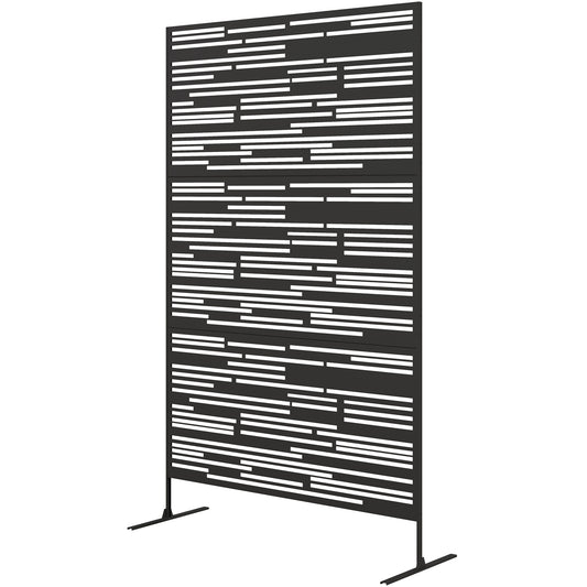 78 H X 48 W Metal Outdoor Privacy Screen, Freestanding Decorative Privacy Fence Screen For Balcony, Black