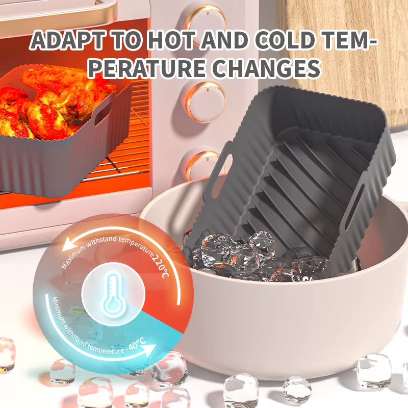 Non-Stick Rectangular Air Fryer Basket Easy Clean Air Fryer Silicone Pot Air Fryer Basket Suitable for Air Fryer