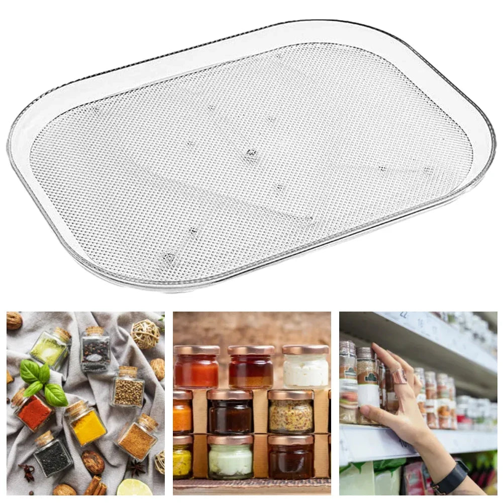 Turntable Organizer Lazy Susan for Refrigerator 360 Rotatable Rectangle Storage Rack Clear Turntable Rack for Kitchen Cabinet