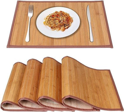Bamboo Placemats for Dining Table, Placemats Set of 4,Stain-Resistant,Heat-Resistant Place Mats,Durable and Sturdy Dining Place Mats for Kitchen Table