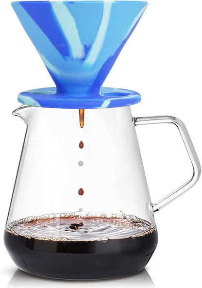 The Original Javaflex Premium Foldable Silicone Pour over Coffee Maker and Storage Pouch. Uses #2 V60 Cone Coffee Filters