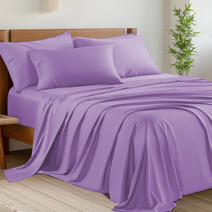 6pcs Bed Sheet Sets Blend Rayon Derived From Bamboo