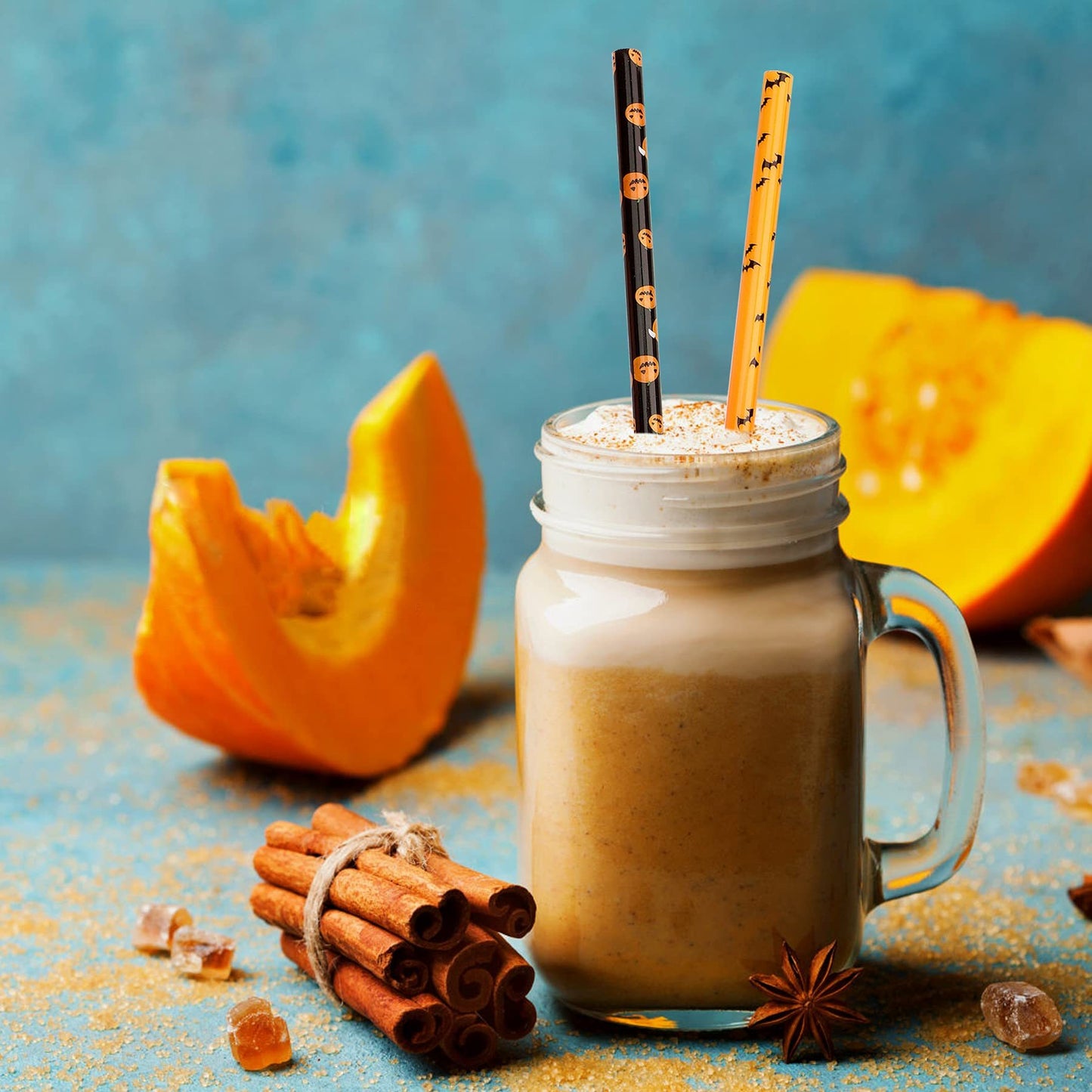 40 Pack Of 9 Inch BPA-Free Halloween Reusable Straws With Colorful Stripe Print Hard Straws For Mason Jars, Mason Glasses, Home Or Party Use, Comes With A Cleaning Brush-Selling On Amazon Is Prohibite