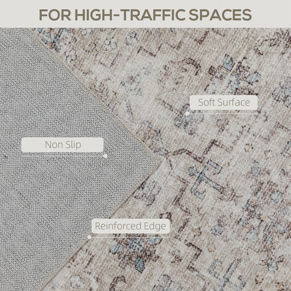 8x10 Machine Washable Area Rug , Non-Slip Traditional Floor Carpet For Living Room, Bedroom, Light Mixed-Brown