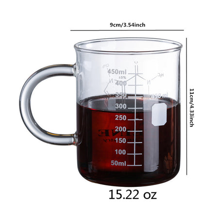 1 PCS Transparent Tape With High Borosilicate Glass Cup, Coffee Cup, Coffee Sharing Cup With Scale Identification