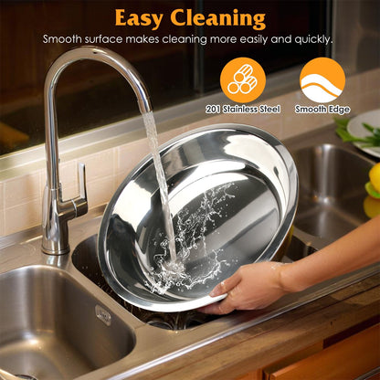 4Pcs Chafing Dish Buffet Set 4.76QT Round Buffet Servers Food Warmer Stainless Steel Catering Chafer With Glass Lid For Warming Cooling Gatherings Banquets Buffets Party Wedding