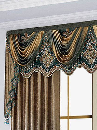 Two Pieces Of Luxurious European Villa Curtains With Elegant Floral Patterns, Suitable For Living Room And Bedroom