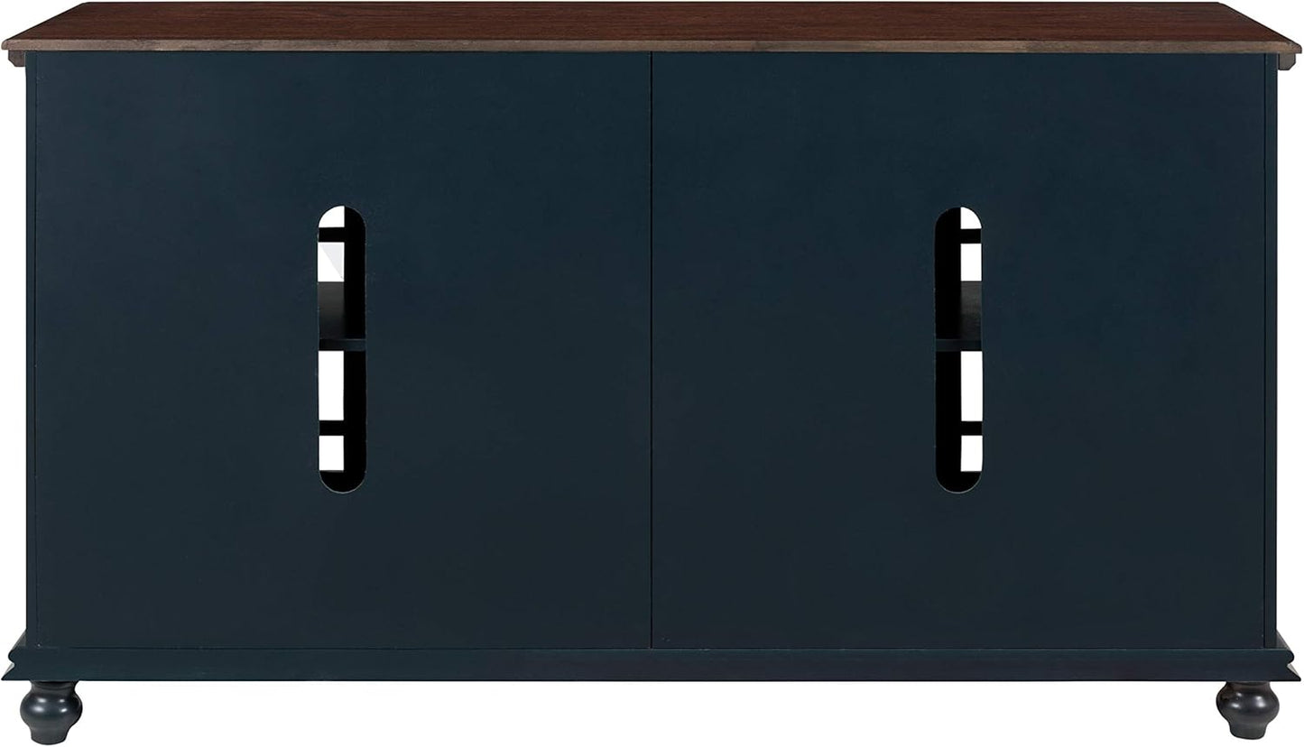 Palisades TV Stand, 63" W X 35" H, Catalina Blue with Coffee Top