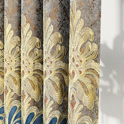 Luxury Velvet Embroidered Curtains, 1 Pair, Vintage Style, Blackout, UV Protection, Thick, Suitable For Bedroom And Living