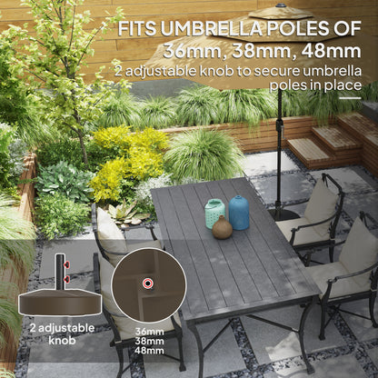 Patio Umbrella Base Holder, Heavy Duty Outdoor Umbrella Stand Base, Filled Up To 66lbs With Stand Or 55lbs With Water For Garden, Poolside, Brown