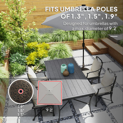 Round Patio Umbrella Base With Wheels, 46 Lbs Resin Umbrella Stand Base, Heavy Duty Patio Umbrella Holder For 1.31.51.9 Umbrella Poles For Outdoor, Lawn, Poolside, Bronze