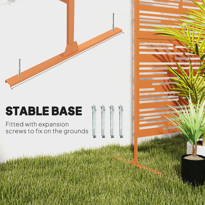 78 H X 48 W Metal Outdoor Privacy Screen, Freestanding Decorative Privacy Fence Screen For Balcony, Brown