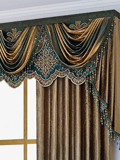 Two Pieces Of Luxurious European Villa Curtains With Elegant Floral Patterns, Suitable For Living Room And Bedroom