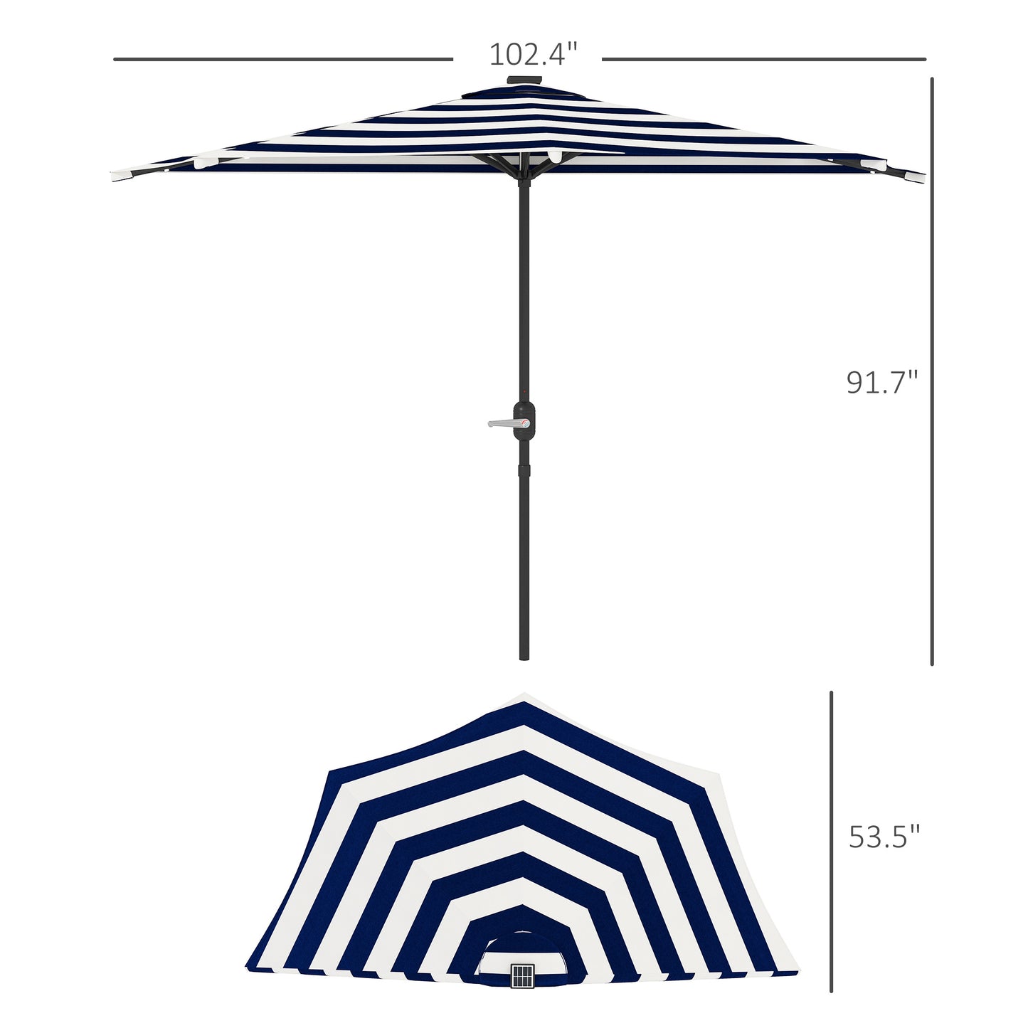 Half Umbrella Outdoor Patio Umbrella, Small Balcony Umbrella, Vented Half Patio Umbrella With Crank 8 Ribs, Porch Umbrella For Garden Deck Poolside, Navy Blue