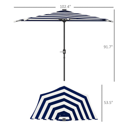 Half Umbrella Outdoor Patio Umbrella, Small Balcony Umbrella, Vented Half Patio Umbrella With Crank 8 Ribs, Porch Umbrella For Garden Deck Poolside, Navy Blue
