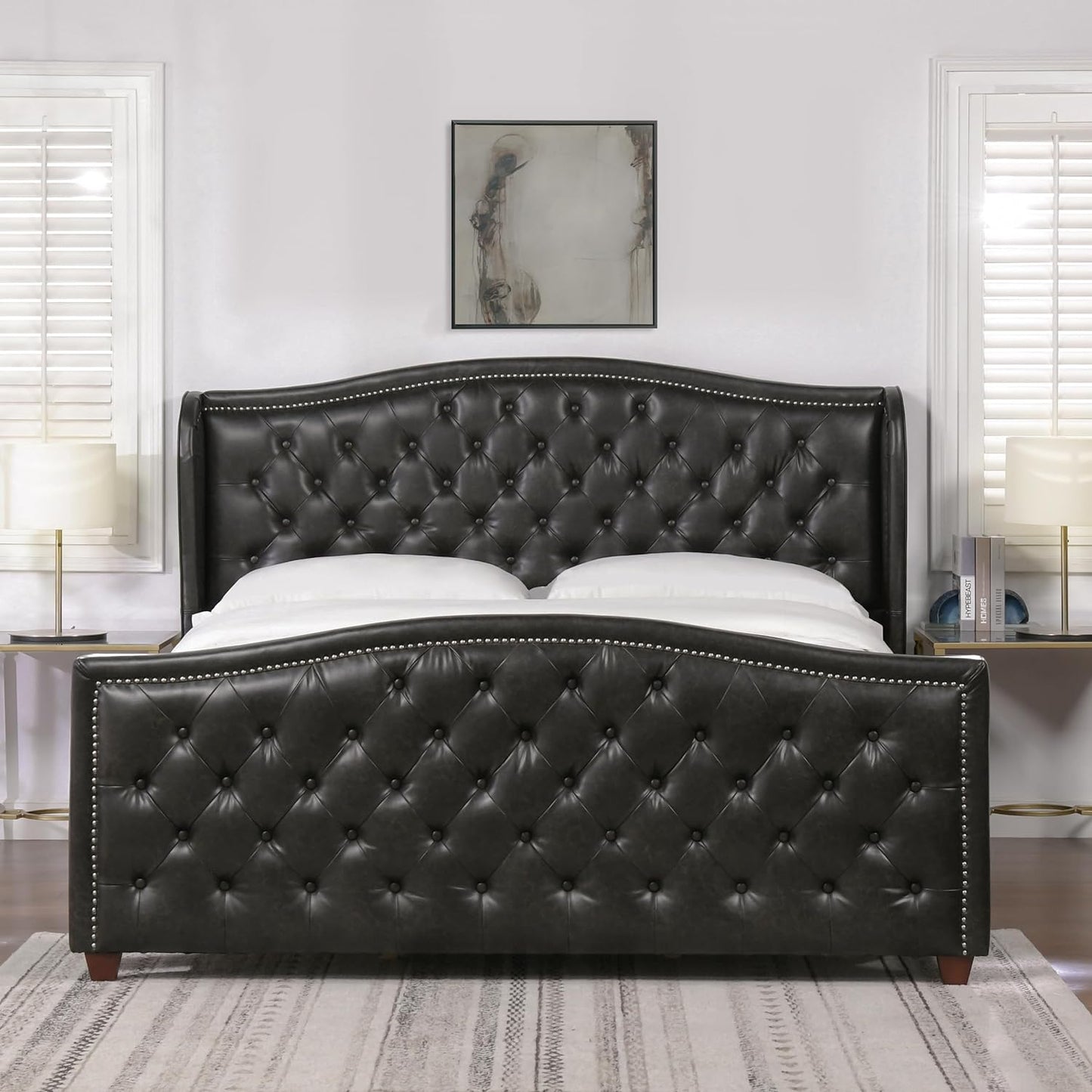 Marcella Upholstered Shelter Headboard Bed Set