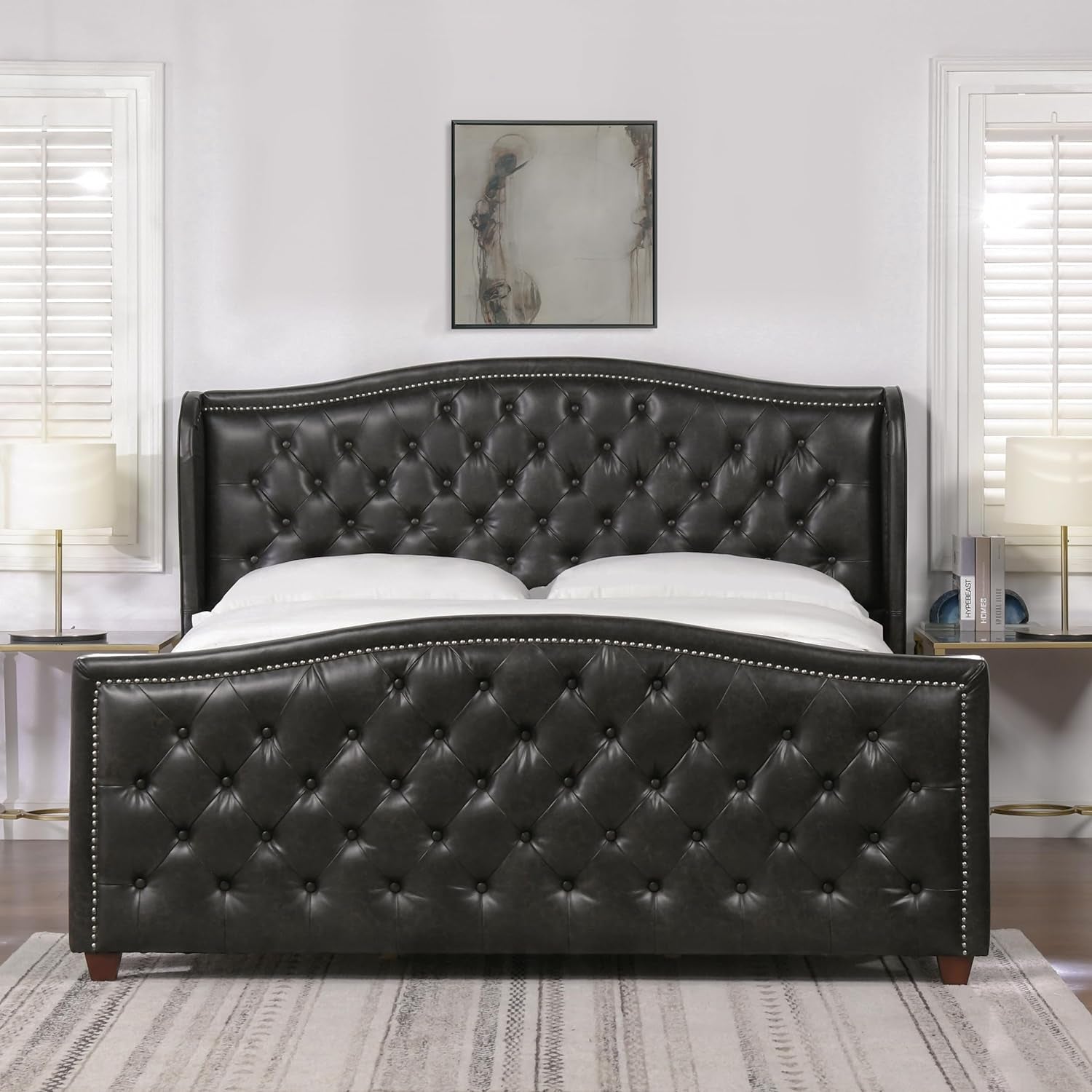 Marcella Upholstered Shelter Headboard Bed Set