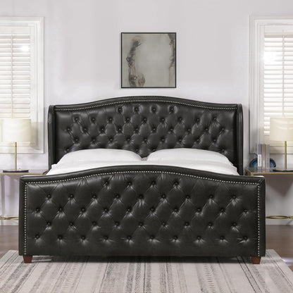 Marcella Upholstered Shelter Headboard Bed Set