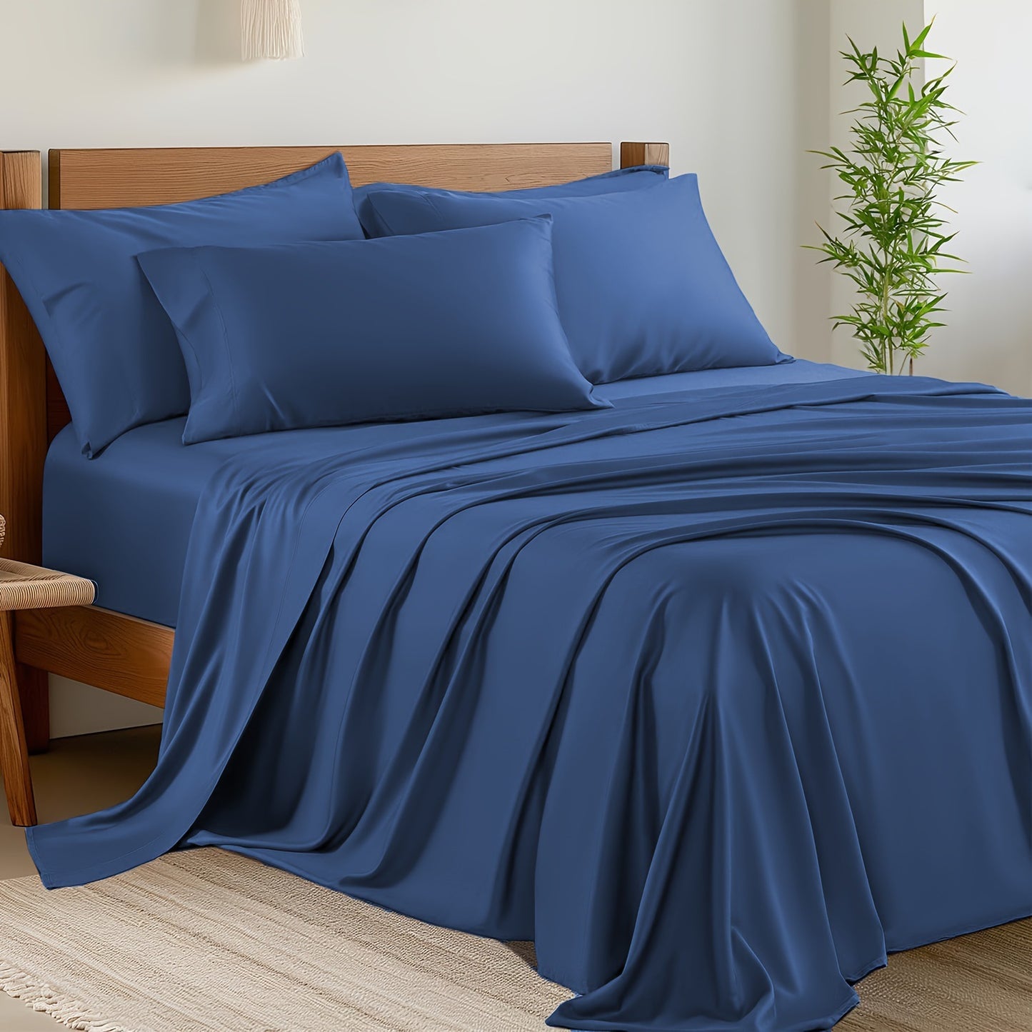 6pcs Bed Sheet Sets Blend Rayon Derived From Bamboo