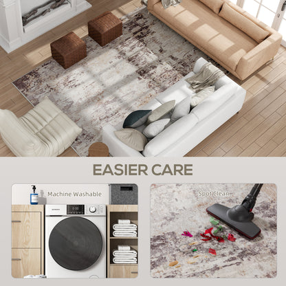 Achine Washable Area Rug 5x7, Non-Slip Modern Abstract Floor Carpet For Living Room, Bedroom, Dining Room, Mixed-Brown