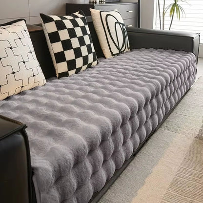 Thicken Imitation Rabbit Fur Plush Sofa Slipcover Non-Slip Soft Sofa Towel Couch Cushion Cover for Living Room Modern Home Decor